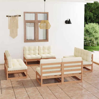 Set Divani da Giardino 8 pz con Cuscini Legno Massello Pino - homemem39