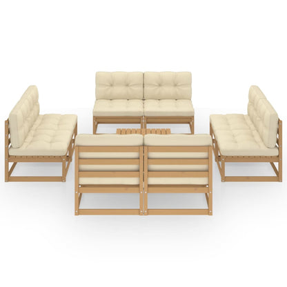 Set Divani da Giardino 9 pz con Cuscini Legno Massello di Pino - homemem39