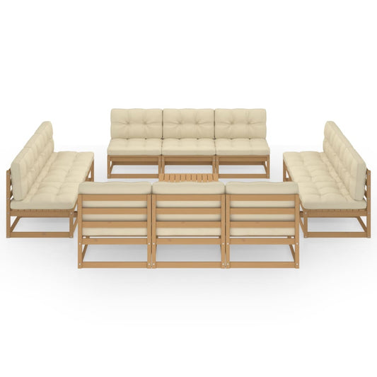 Set Divani da Giardino 13 pz con Cuscini Legno Massello di Pino - homemem39