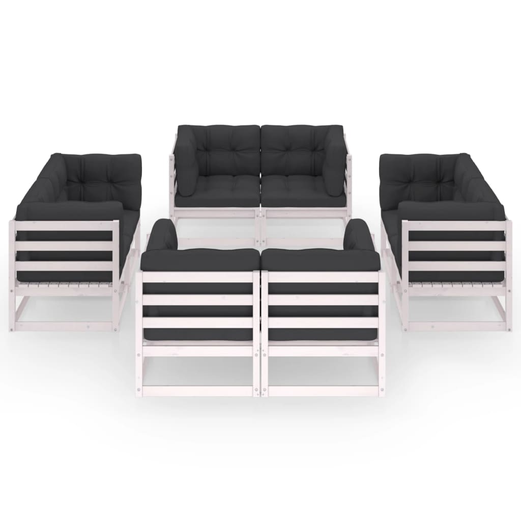 Set Divani da Giardino 8 pz con Cuscini Legno Massello Pino - homemem39