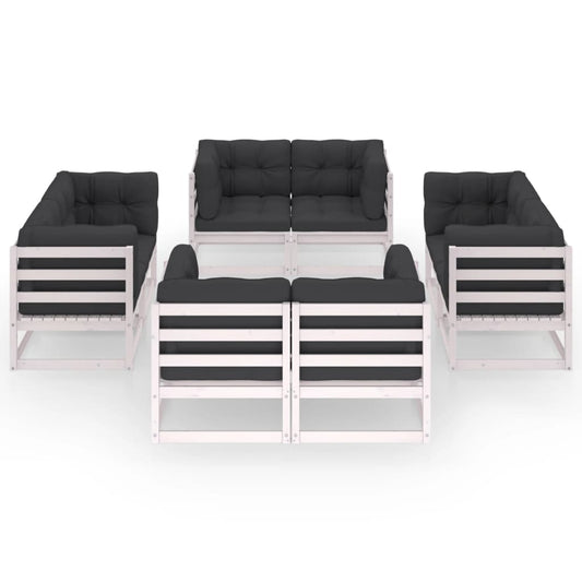 Set Divani da Giardino 8 pz con Cuscini Legno Massello Pino - homemem39