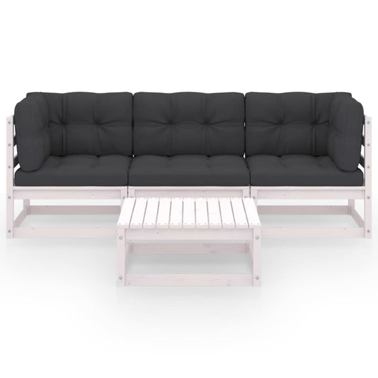 Set Divani da Giardino 4 pz con Cuscini Legno Massello Pino - homemem39
