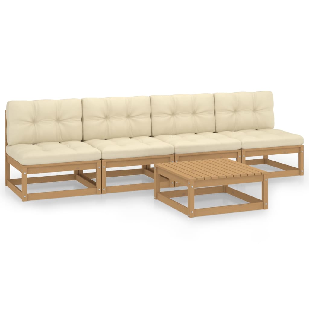 Set Divani da Giardino 5 pz con Cuscini Legno Massello di Pino - homemem39