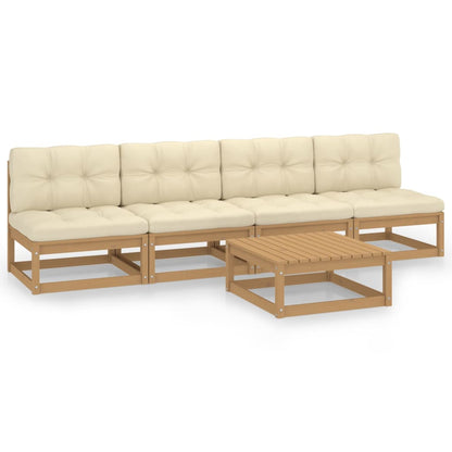 Set Divani da Giardino 5 pz con Cuscini Legno Massello di Pino - homemem39