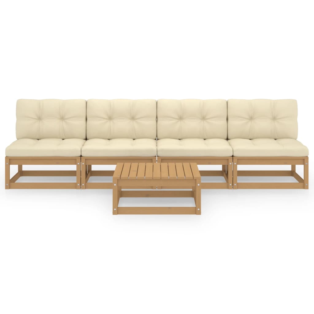 Set Divani da Giardino 5 pz con Cuscini Legno Massello di Pino - homemem39