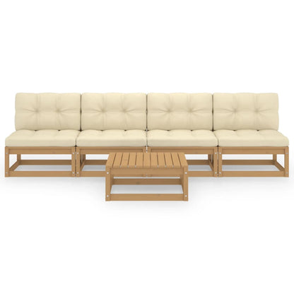 Set Divani da Giardino 5 pz con Cuscini Legno Massello di Pino - homemem39