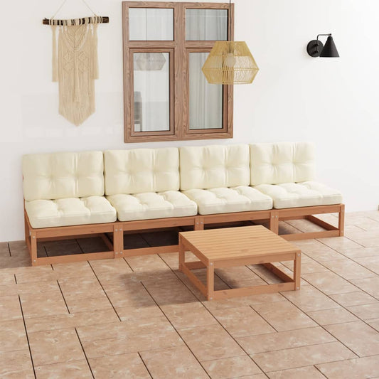 Set Divani da Giardino 5 pz con Cuscini Legno Massello di Pino - homemem39