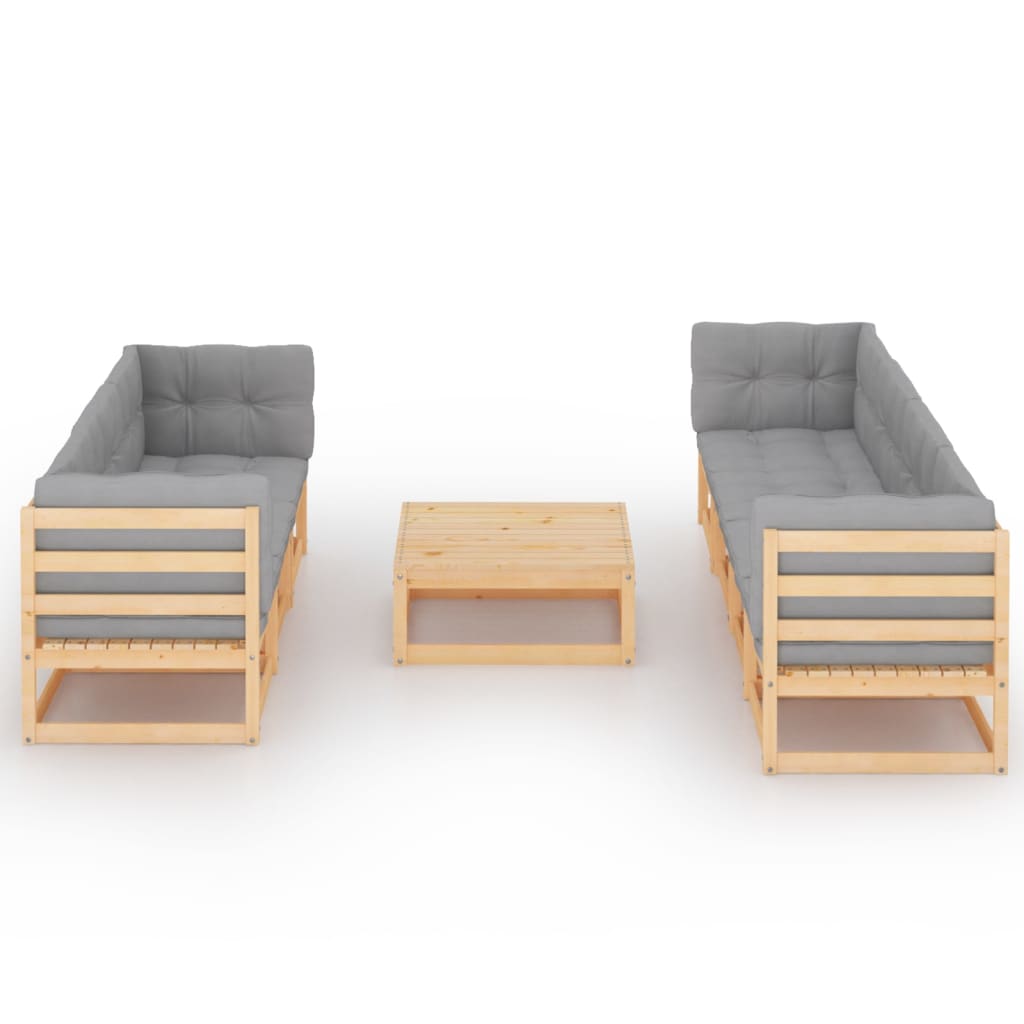 Set Divani da Giardino 8 pz con Cuscini Legno Massello di Pino | homemem39