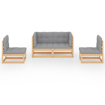 Set Divani da Giardino 4 pz con Cuscini Legno Massello Pino | homemem39