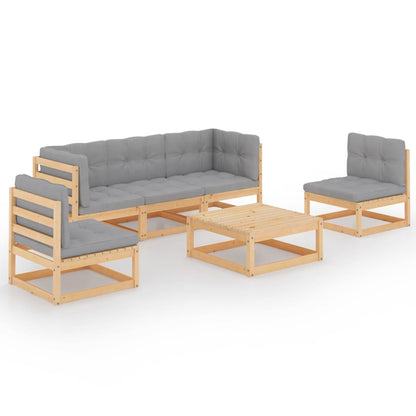 Set Divani da Giardino 6 pz con Cuscini Legno Massello di Pino | homemem39