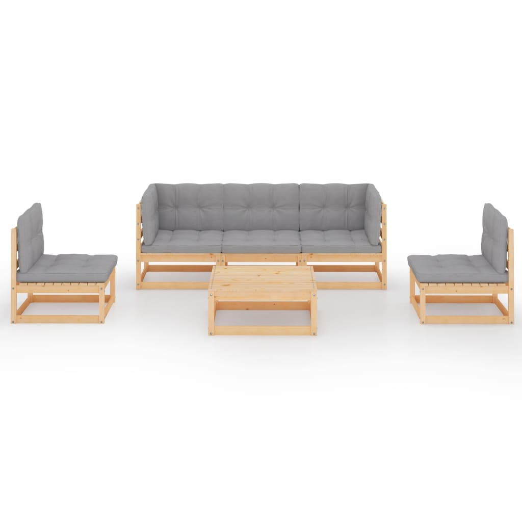 Set Divani da Giardino 6 pz con Cuscini Legno Massello di Pino | homemem39