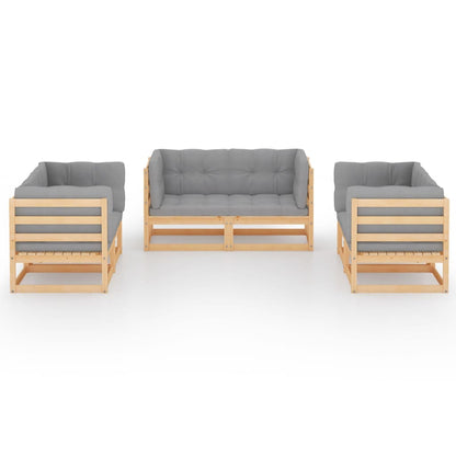 Set Divani da Giardino 6 pz con Cuscini Legno Massello Pino - homemem39