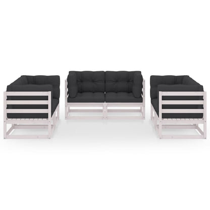 Set Divani da Giardino 6 pz con Cuscini Legno Massello Pino - homemem39