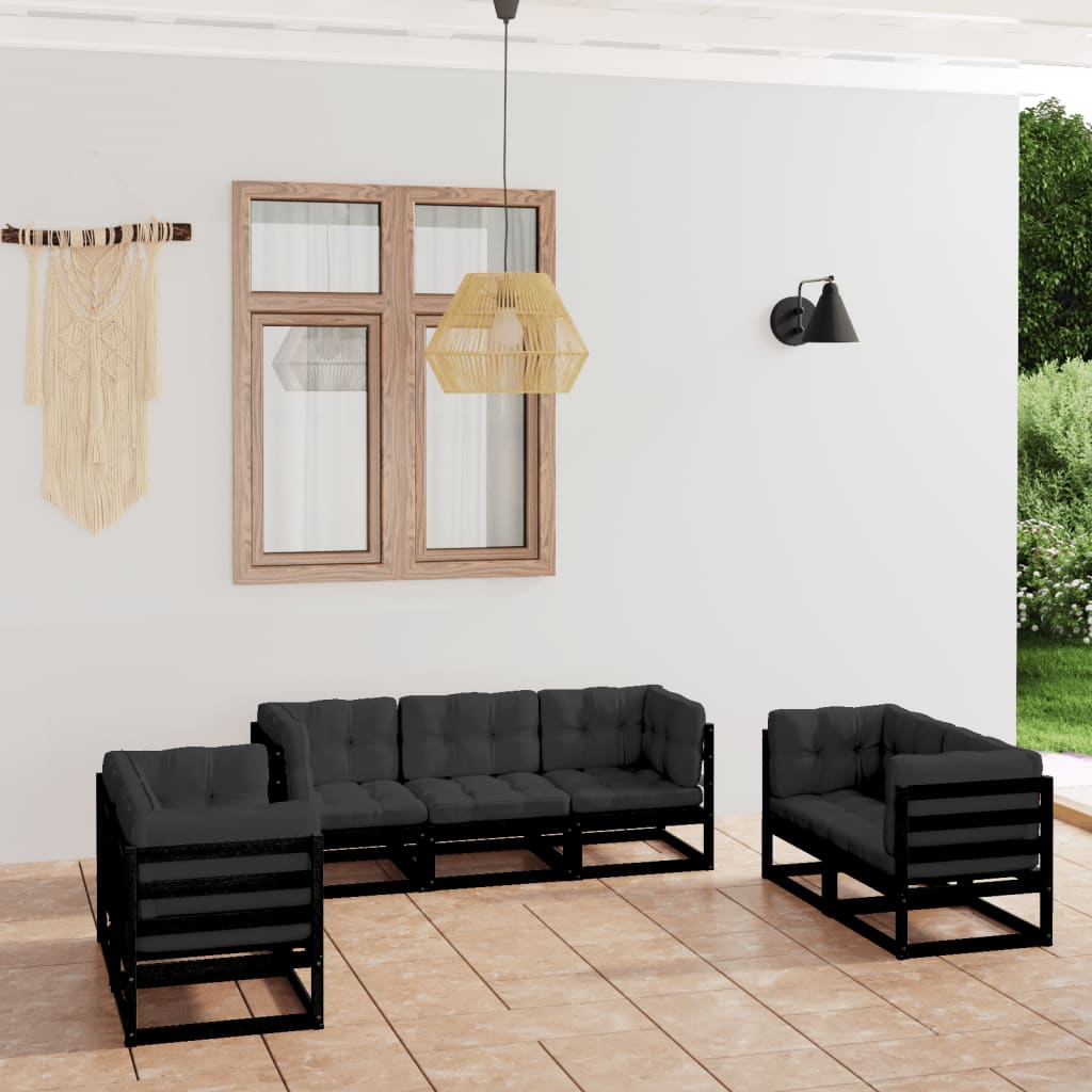 Set Divani da Giardino 7 pz con Cuscini Legno Massello di Pino - homemem39