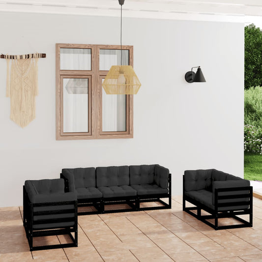 Set Divani da Giardino 7 pz con Cuscini Legno Massello di Pino - homemem39