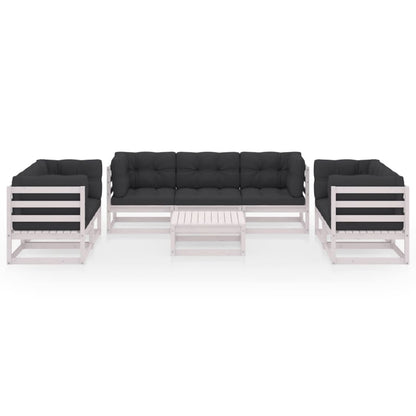 Set Divani da Giardino 8 pz con Cuscini Legno Massello di Pino - homemem39