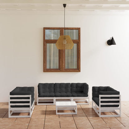 Set Divani da Giardino 8 pz con Cuscini Legno Massello di Pino - homemem39