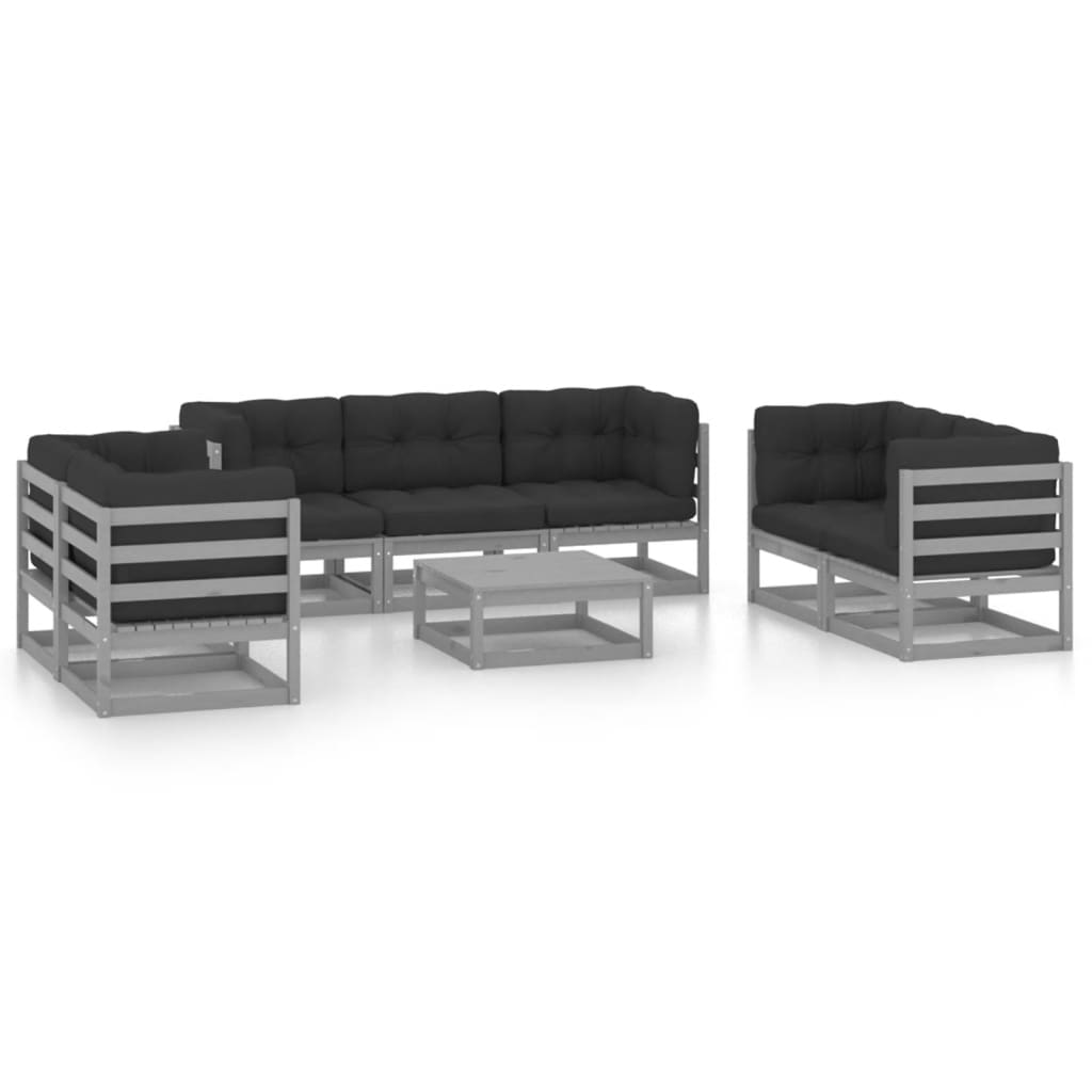 Set Divani da Giardino 8 pz con Cuscini Legno Massello Pino - homemem39