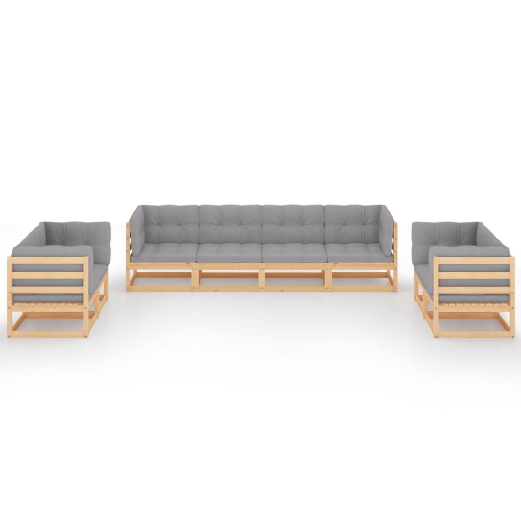 Set Divani da Giardino 8 pz con Cuscini Legno Massello di Pino | homemem39
