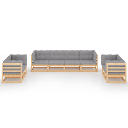 Set Divani da Giardino 8 pz con Cuscini Legno Massello di Pino | homemem39