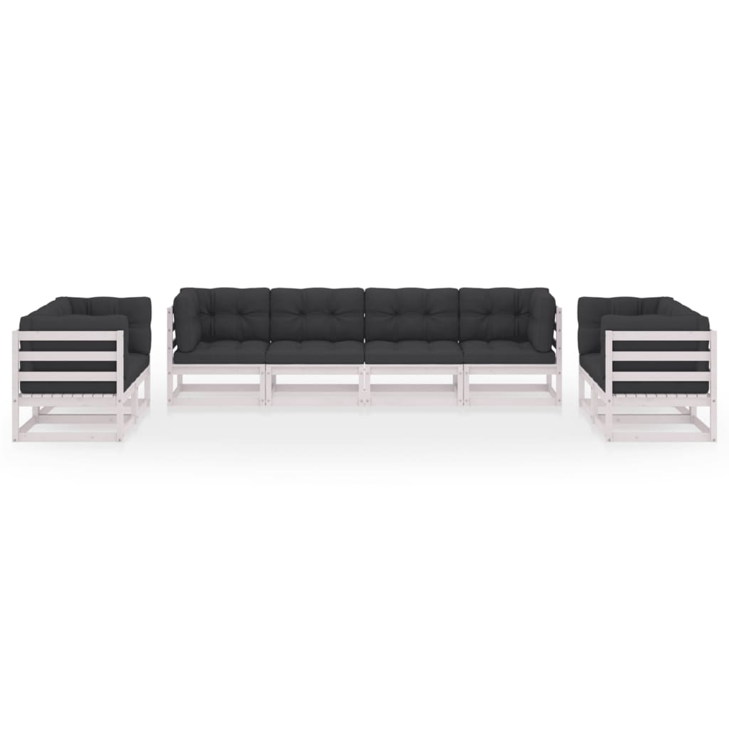 Set Divani da Giardino 8 pz con Cuscini Legno Massello di Pino