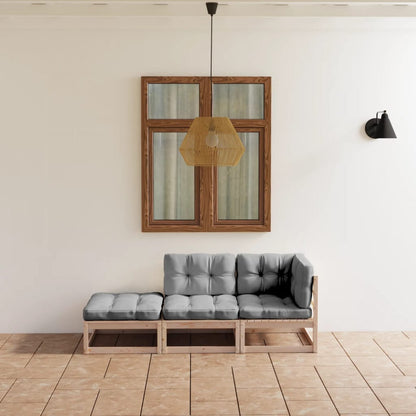 Set Divani da Giardino 3 pz con Cuscini Legno Massello di Pino | homemem39