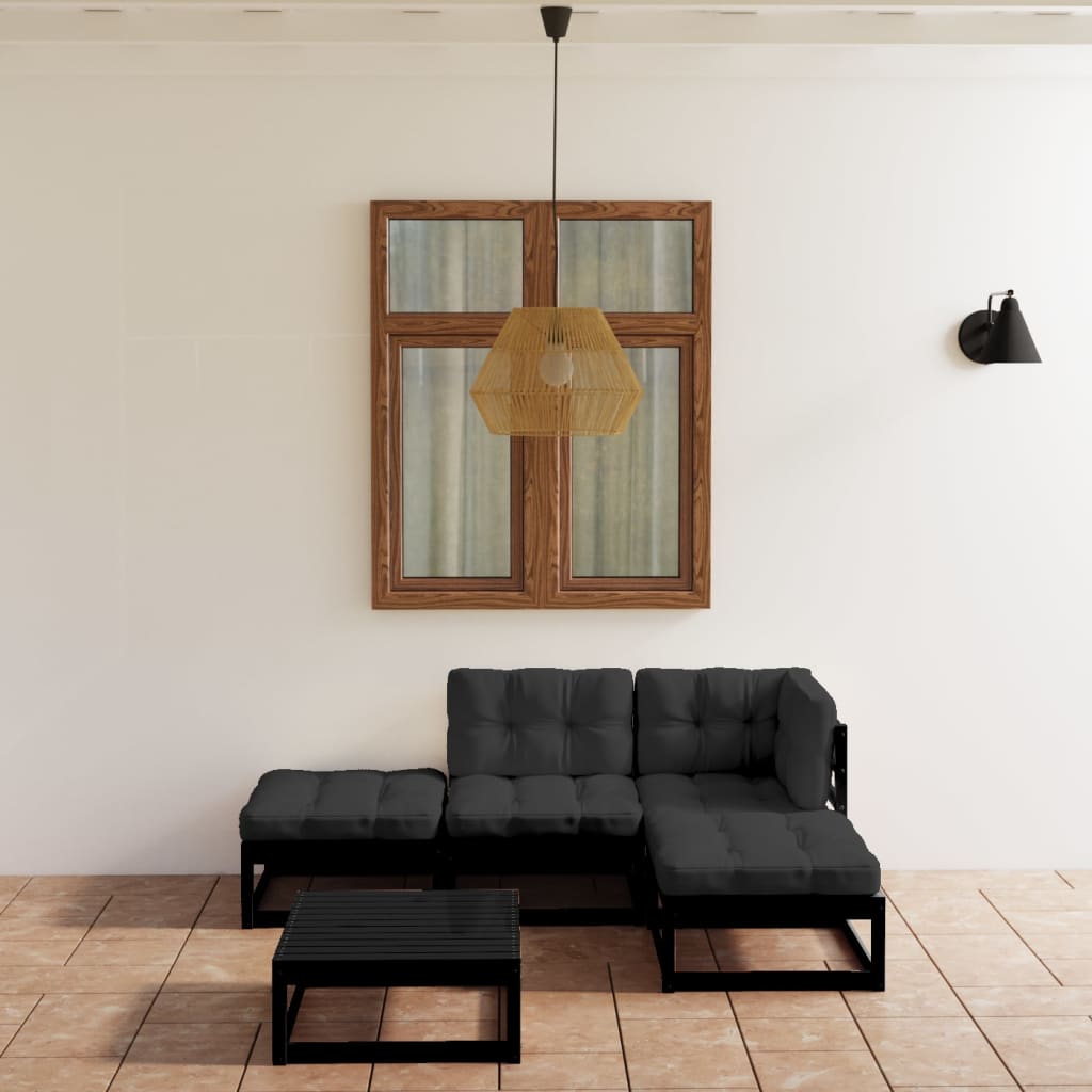 Set Divani da Giardino 5 pz con Cuscini Legno Massello Pino - homemem39