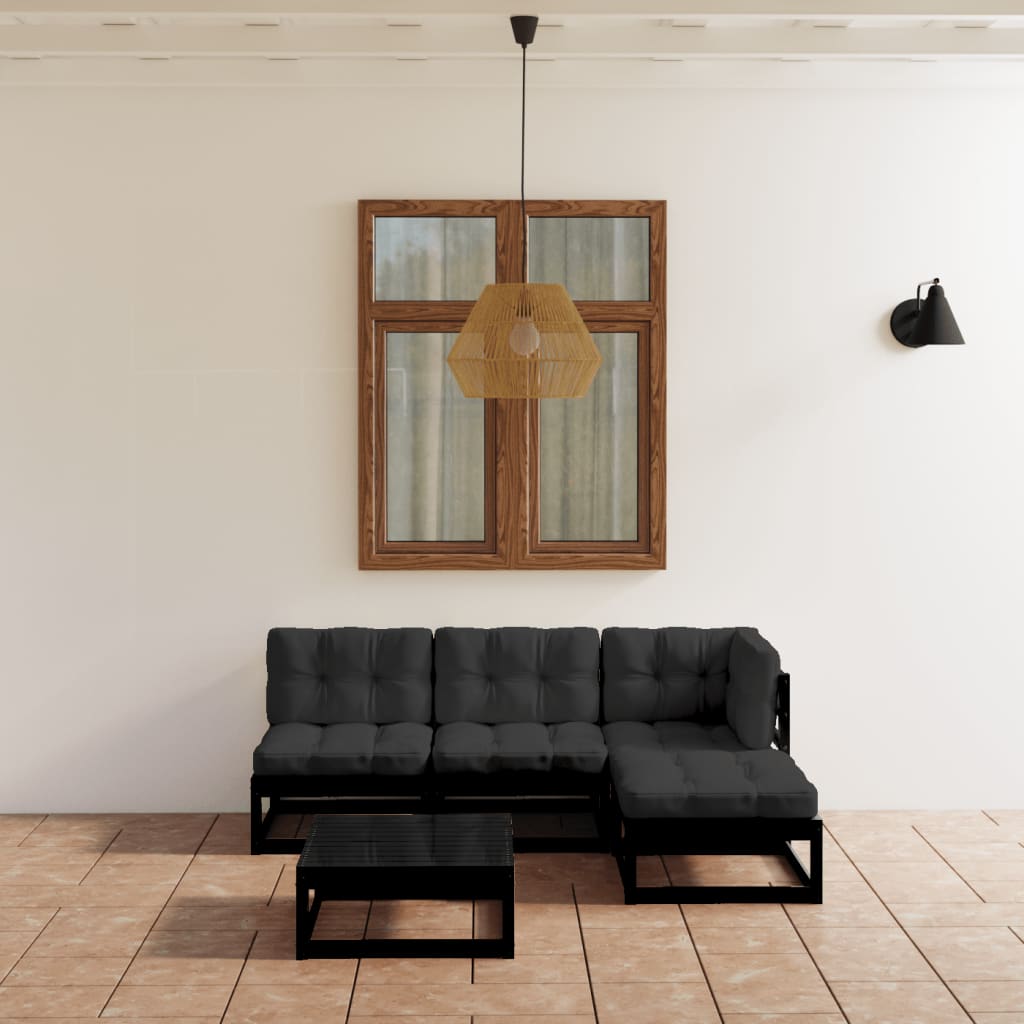 Set Divani da Giardino 5 pz con Cuscini Legno Massello Pino - homemem39