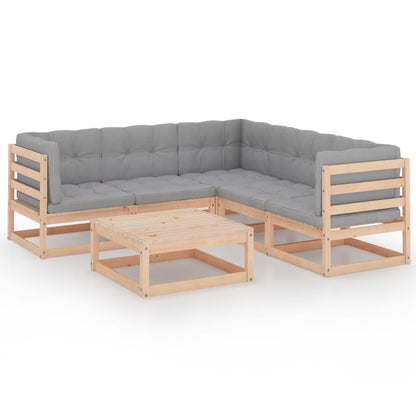 Set Divani da Giardino 6 pz con Cuscini Legno Massello di Pino | homemem39