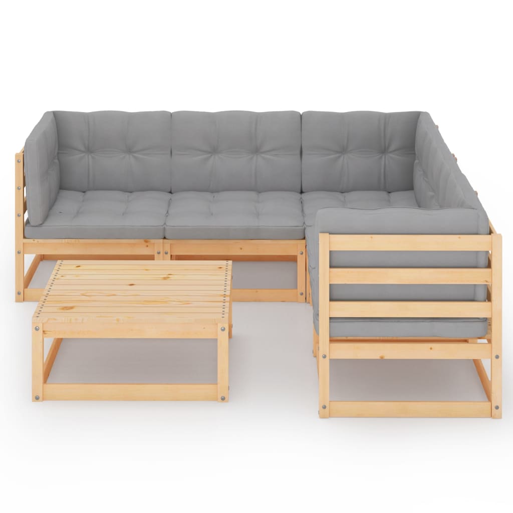 Set Divani da Giardino 6 pz con Cuscini Legno Massello di Pino | homemem39