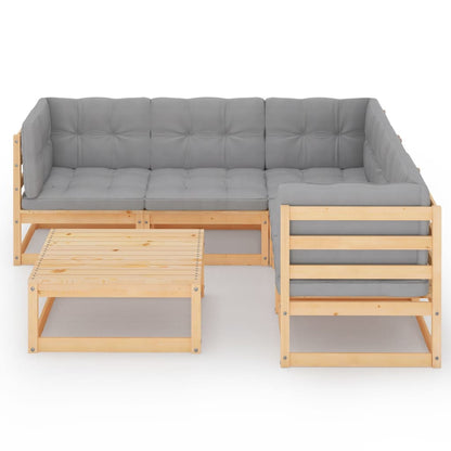 Set Divani da Giardino 6 pz con Cuscini Legno Massello di Pino | homemem39