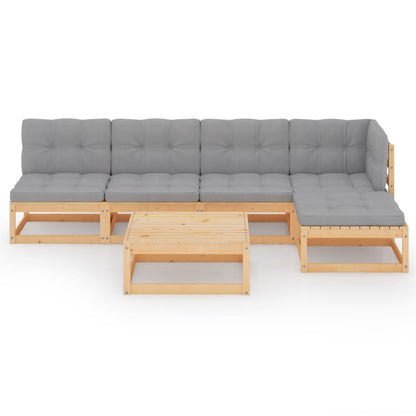 Set Divani da Giardino 6 pz con Cuscini Legno Massello di Pino | homemem39
