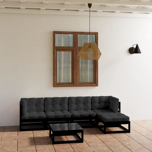 Set Divani da Giardino 6 pz con Cuscini Legno Massello di Pino - homemem39