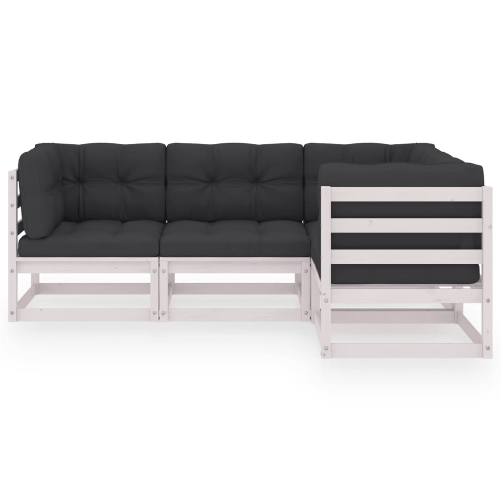 Set Divani da Giardino 4 pz con Cuscini Legno Massello Pino - homemem39