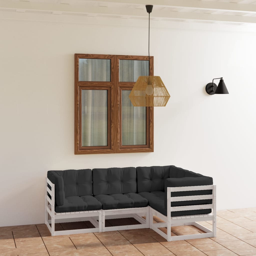 Set Divani da Giardino 4 pz con Cuscini Legno Massello Pino - homemem39