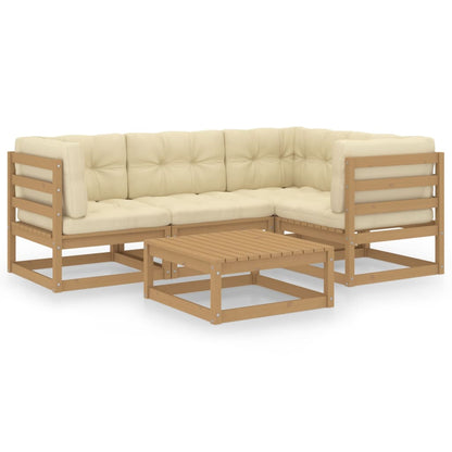 Set Divani da Giardino 5 pz con Cuscini Legno Massello di Pino - homemem39