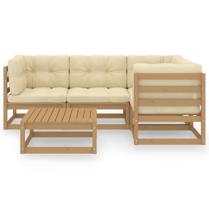 Set Divani da Giardino 5 pz con Cuscini Legno Massello di Pino - homemem39