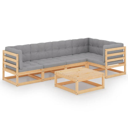 Set Divani da Giardino 6 pz con Cuscini Legno Massello di Pino | homemem39