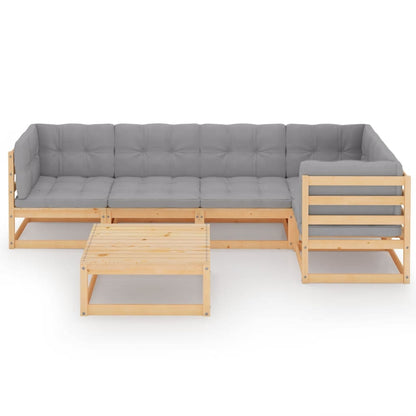 Set Divani da Giardino 6 pz con Cuscini Legno Massello di Pino | homemem39