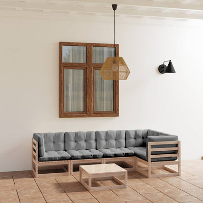 Set Divani da Giardino 6 pz con Cuscini Legno Massello di Pino | homemem39