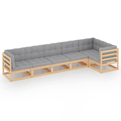 Set Divani da Giardino 6 pz con Cuscini Legno Massello di Pino | homemem39