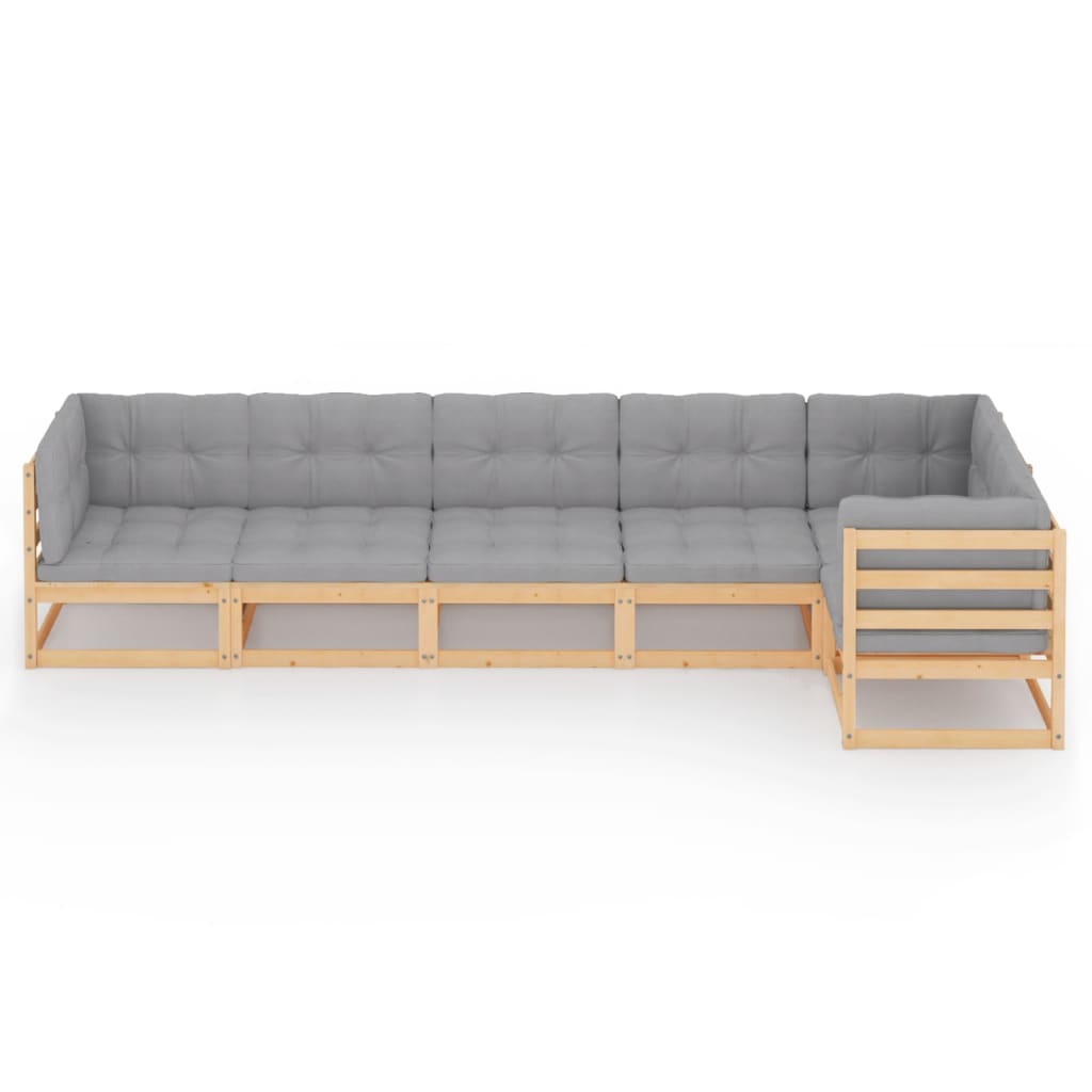 Set Divani da Giardino 6 pz con Cuscini Legno Massello di Pino | homemem39