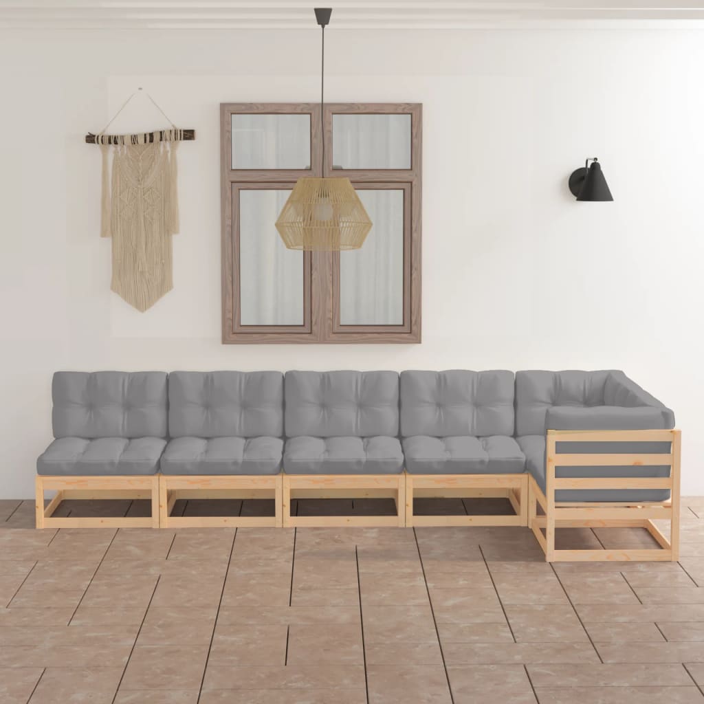 Set Divani da Giardino 6 pz con Cuscini Legno Massello di Pino | homemem39