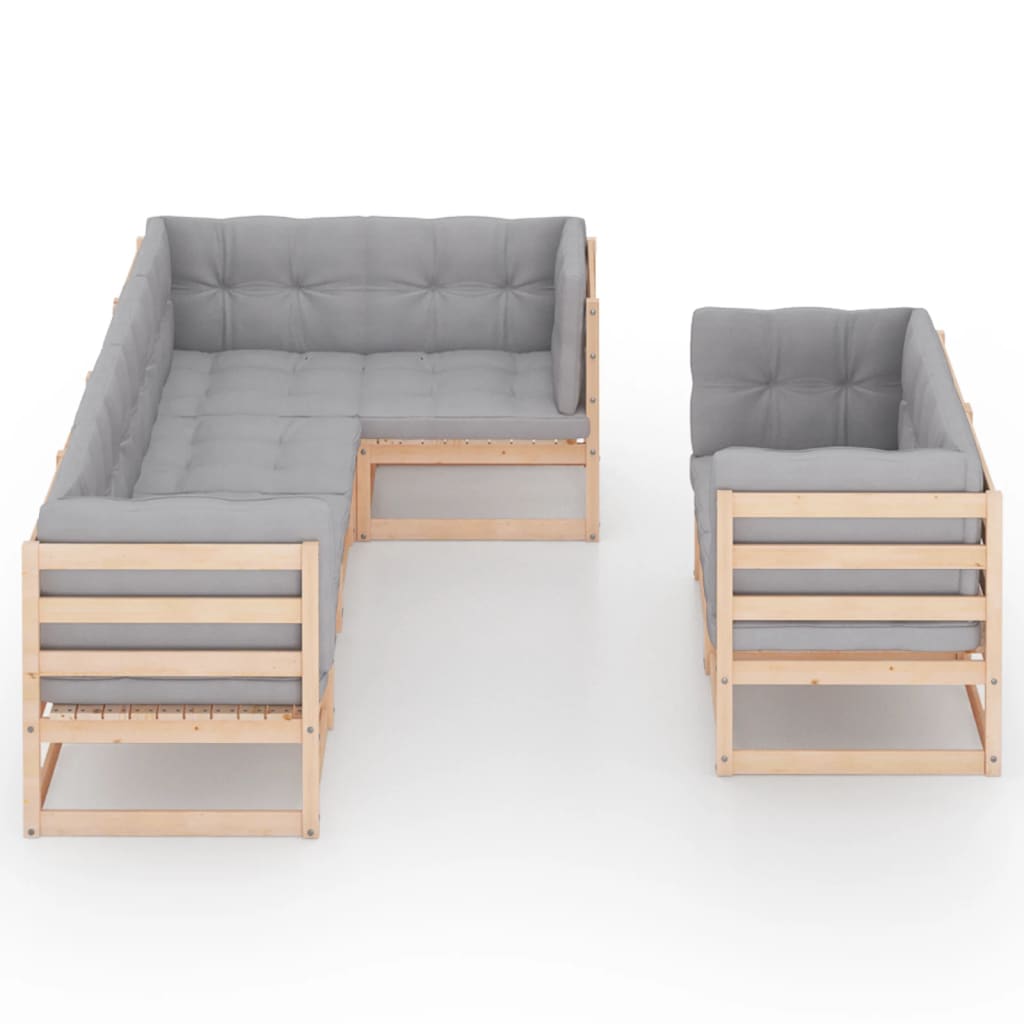 Set Salotto Giardino 7 pz Cuscini Antracite Legno Massello Pino | homemem39