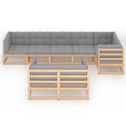 Set Salotto Giardino 8 pz Cuscini Antracite Legno Massello Pino | homemem39
