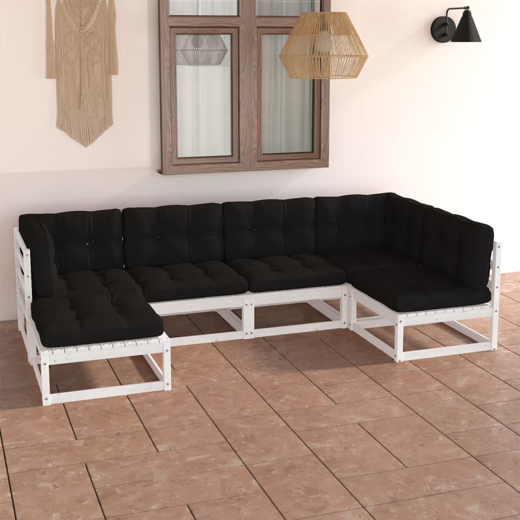 Set Divani Giardino 6 pz con Cuscini in Legno Massello di Pino - homemem39