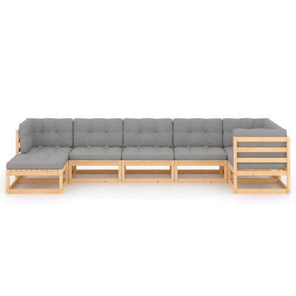 Set Salotto Giardino 7 pz Cuscini Antracite Legno Massello Pino | homemem39
