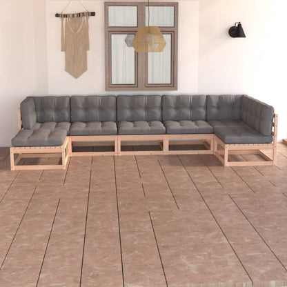 Set Salotto Giardino 7 pz Cuscini Antracite Legno Massello Pino