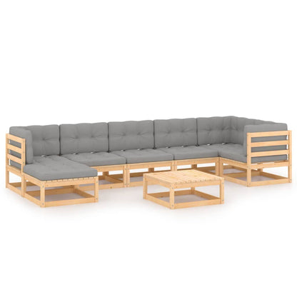 Set Salotto Giardino 8 pz Cuscini Antracite Legno Massello Pino | homemem39