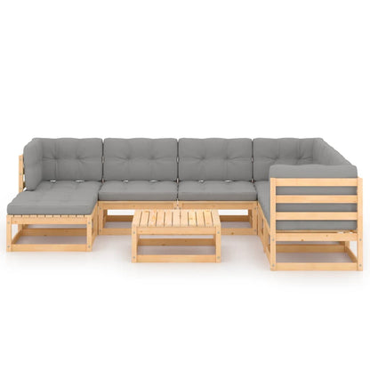 Set Salotto Giardino 8 pz Cuscini Antracite Legno Massello Pino | homemem39